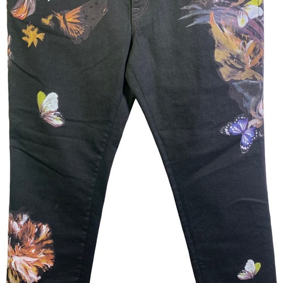 JUSTCAVALLI Roberto London Floral Straight High Waisted Painted Jeans - Picture 5 of 15
